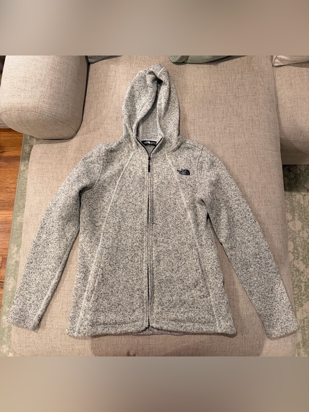The North Face Heather Gray Full-Zip Hooded Fleece Jacket